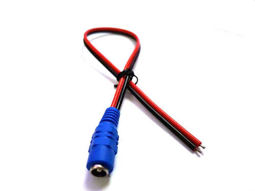 DC5.5x2.1mm Jack (Blue) Pig Tail Red & Black Cable